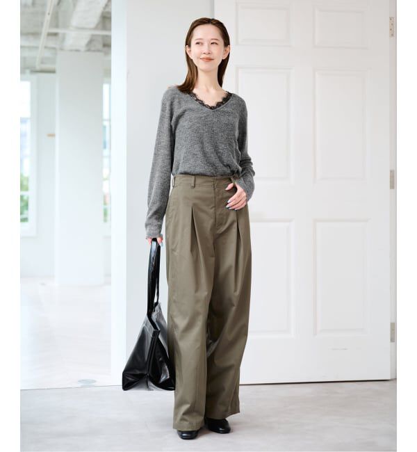 U by SPICK&SPAN「《予約》レースドッキングニット」|ニット・セーター|