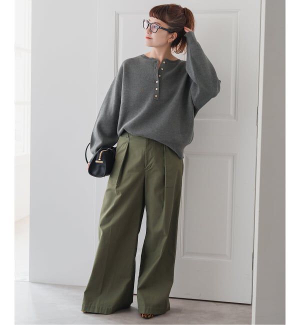 Spick and Span「《WEB限定カラー有り / 追加予約》メタルボタンヘンリーネックニット」|ニット・セーター|