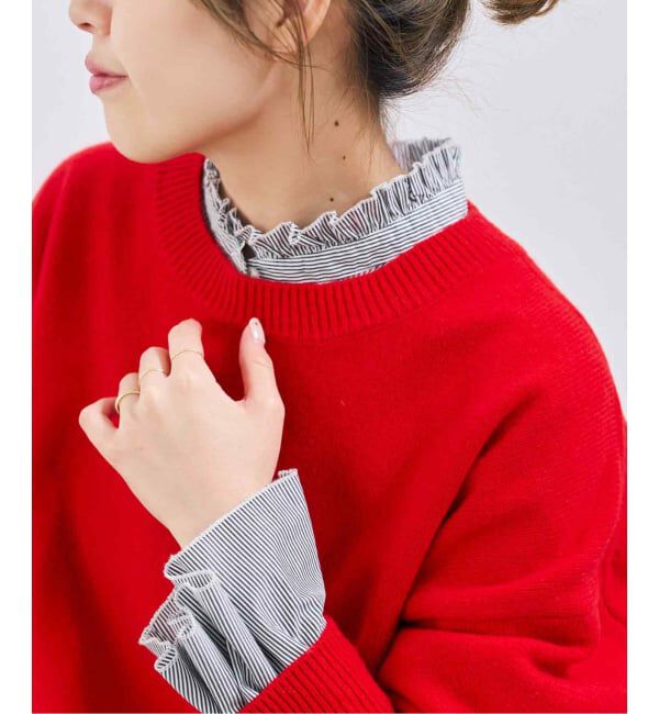 Spick and Span「《予約》スタンドフリルブラウス」|シャツ・ブラウス|ブラックベース