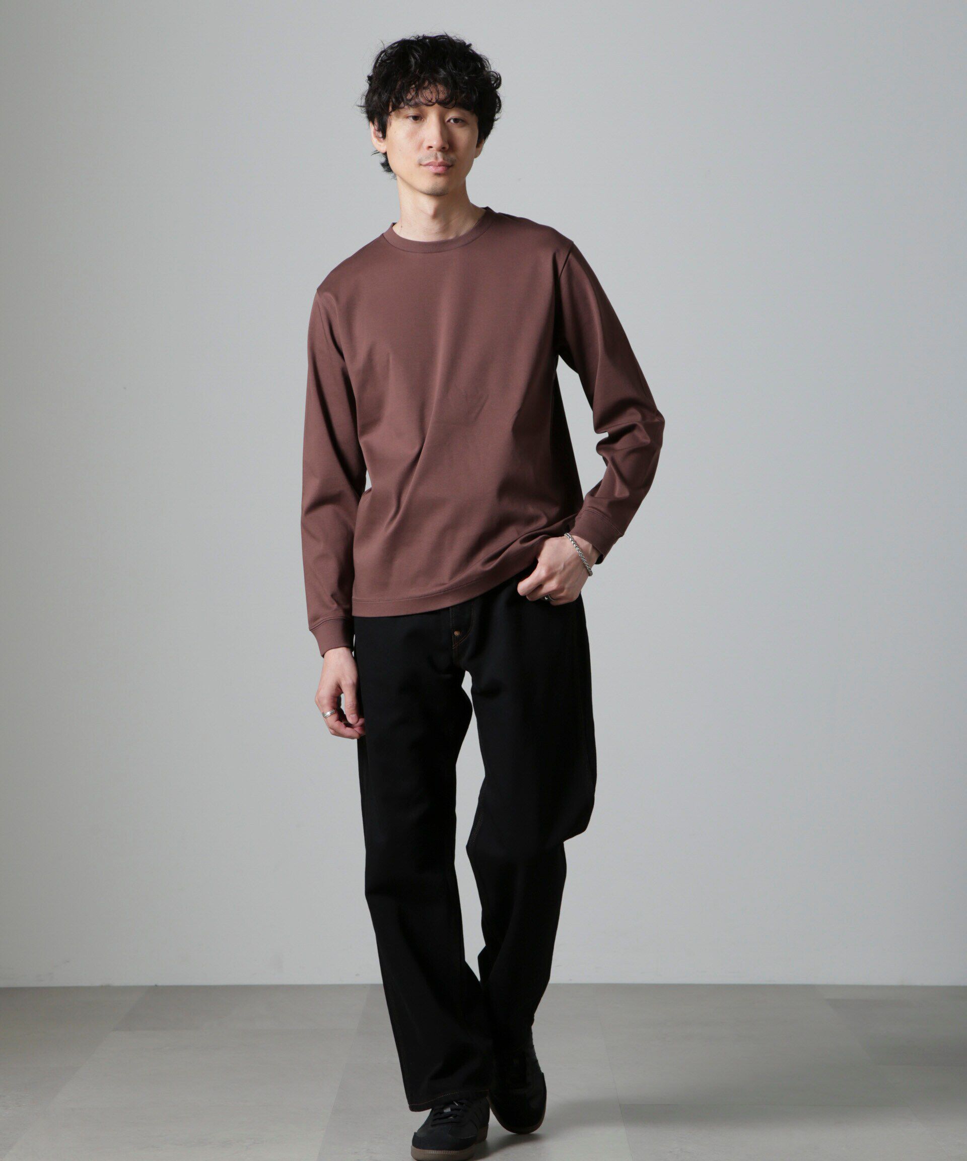 NANO universe「アンチスメルクルーネックTシャツ 長袖」|Tシャツ・カットソー|