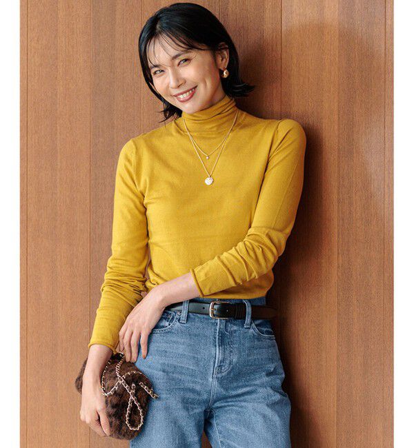 23区「【Oggi1月号/CLASSY.11月号掲載】スムージーコットン タートルネック ニット」|ニット・セーター|イエロー系