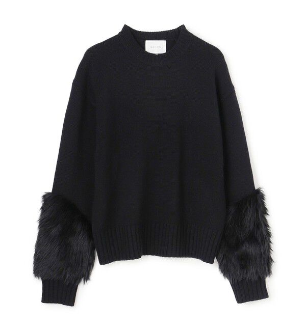 BEIGE,「【洗える・VERY NaVY12月号掲載】CHESTER / フェイクファークルーネックニット」|ニット・セーター|