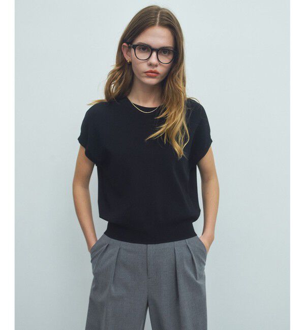 BEIGE,「【ロングセラー】LAURA / ストレッチ ドロップショルダーニット」|ニット・セーター|Black