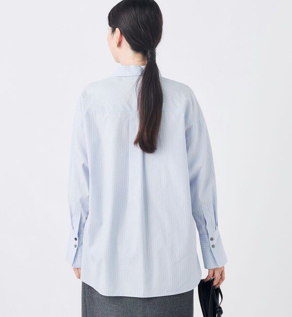 NOLLEY'S sophi「ウォッシャブル120/2ストライプオーバーシャツ」|シャツ・ブラウス|