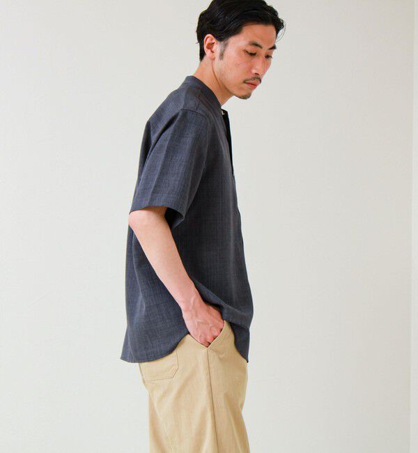 GLOSTER「【セットアップ対応】リネンライクバンドカラーシャツ」|シャツ・ブラウス|