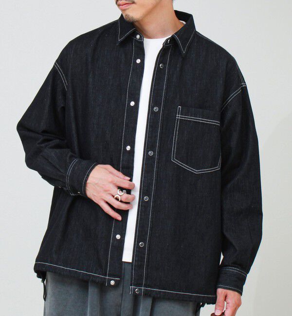 GLOSTER「【デニムのようでデニムじゃない】NON DENIM SHIRTS ノンデニムシャツ」|シャツ・ブラウス|ブラック