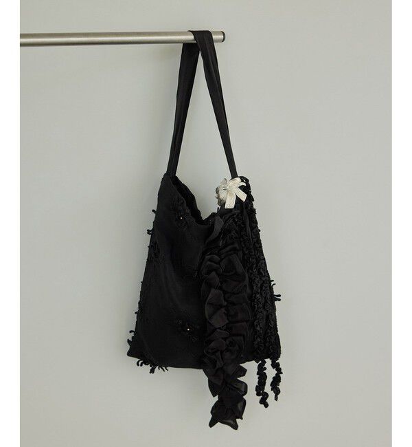 SALON adam et rope'「【crinkle crinkle crinkle】別注3D刺繍フリルトートバッグ」|トートバッグ|ブラック(01)