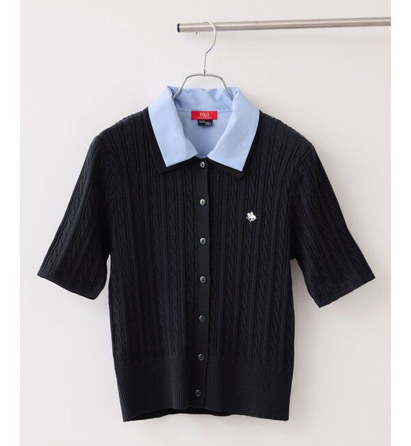 VIS「【POLO BCS】VIS別注ケーブルドッキング衿付きカーディガン」|カーディガン|ネイビー(40)