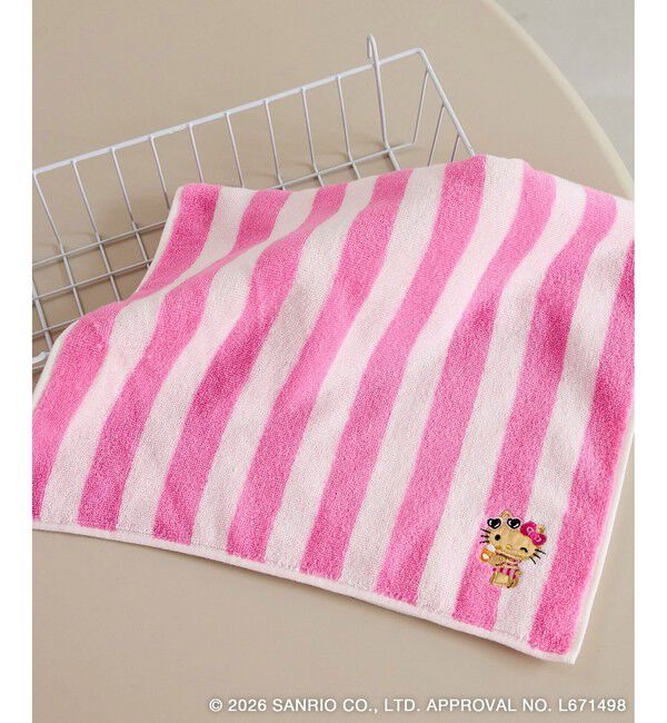 ROPE PICNIC PASSAGE「【サンリオキャラクターズ&times;ROPE' PICNIC】日焼けデザイン ワンポイント刺繍フェイスタオル」|タオル|ローズピンク(64)