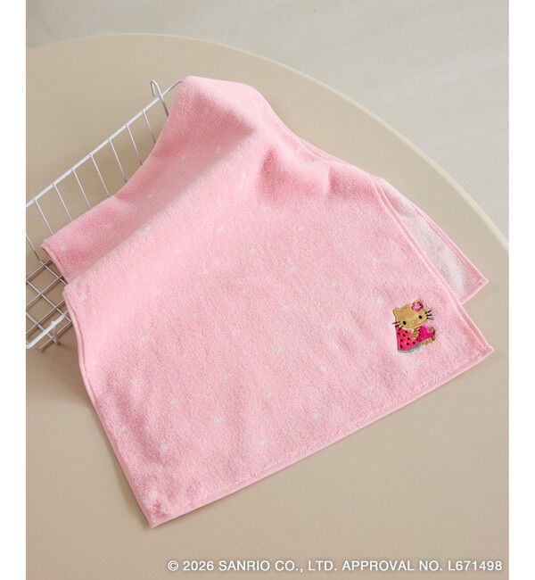 ROPE PICNIC PASSAGE「【サンリオキャラクターズ&times;ROPE' PICNIC】日焼けデザイン ワンポイント刺繍フェイスタオル」|タオル|ピンク系(65)