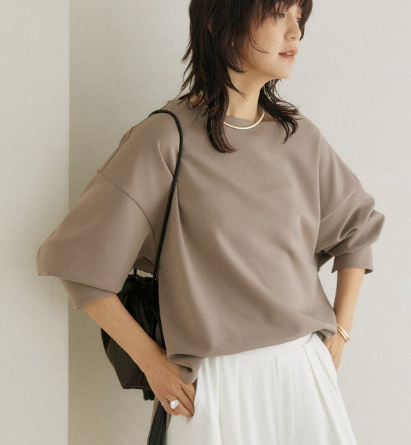  「【接触冷感/紫外線防止/防シワ】ダンボールボートネックプルオーバー」|Tシャツ・カットソー|モカ