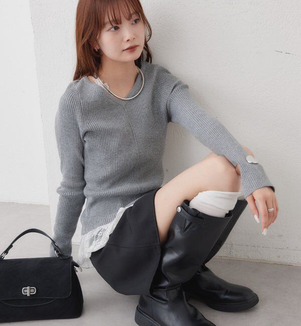  「チョーカーリボンラメニット」|ニット・セーター|