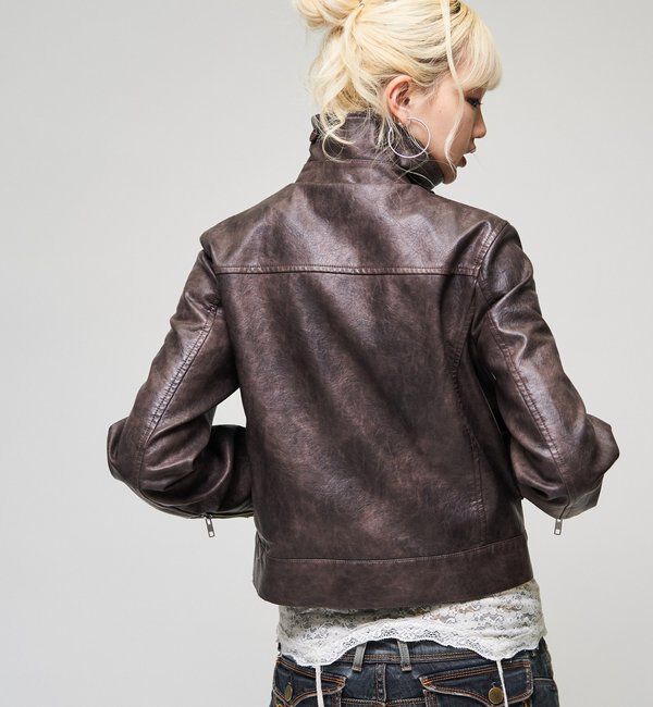  「【26AW LOOK掲載品番】スタンドレザーWジャケット」|ブルゾン・スタジャン|