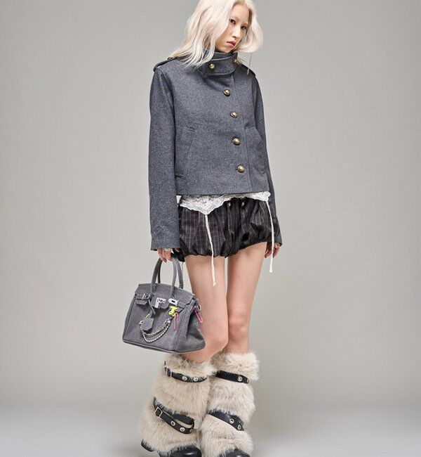  「【26AW LOOK掲載品番】スタンドネックアシメジャケット」|ブルゾン・スタジャン|
