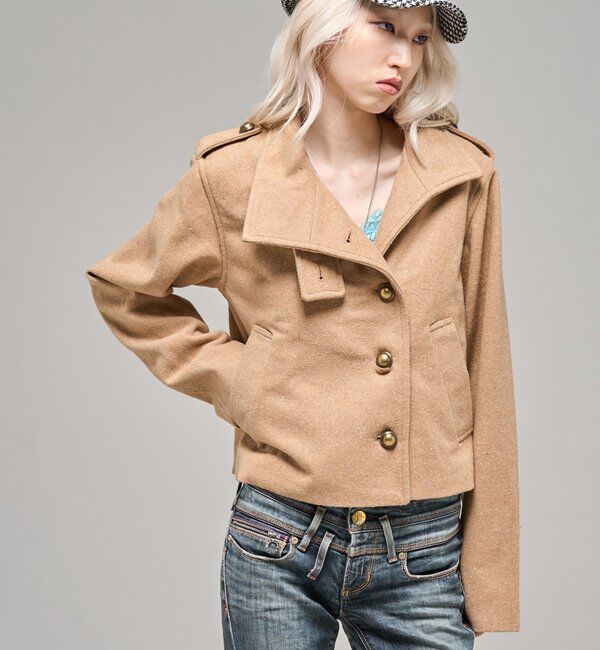  「【26AW LOOK掲載品番】スタンドネックアシメジャケット」|ブルゾン・スタジャン|