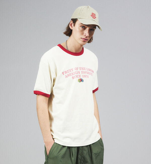 ABAHOUSE「【FRUIT OF THE LOOM】リンガー クルーネック ショートスリーブ」|Tシャツ・カットソー|アイボリー