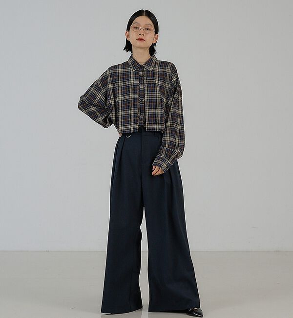 NOMINE「チェック/オックス ロングヨーク オーバーサイズ シャツ｜ユニセックス セットア」|シャツ・ブラウス|