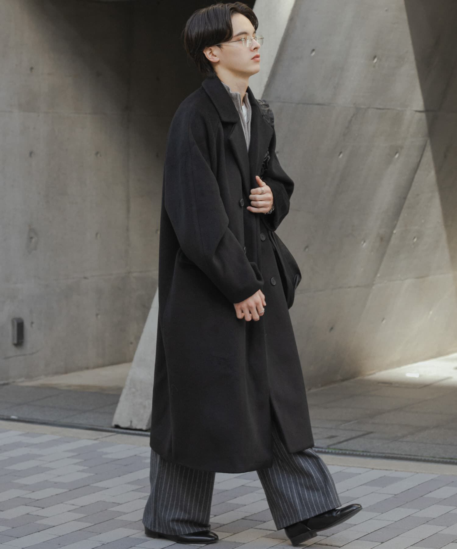 SENSE OF PLACE by URBAN RESEARCH「ウールブレンドダブルロングコート」|ノーカラーコート|
