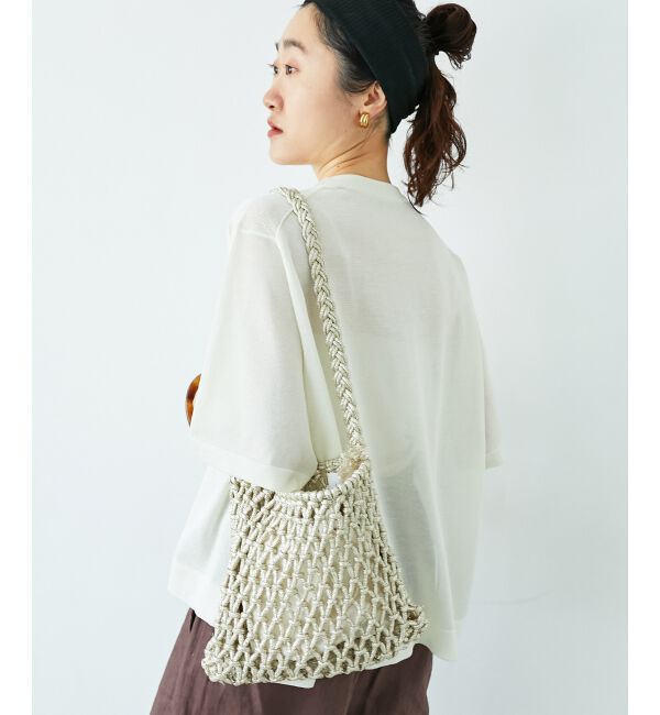  「《手洗い可能》シアー刺繍ハーフスリーブニット」|ニット・セーター|