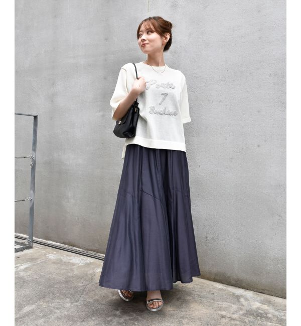  「《手洗い可能》シアー刺繍ハーフスリーブニット」|ニット・セーター|