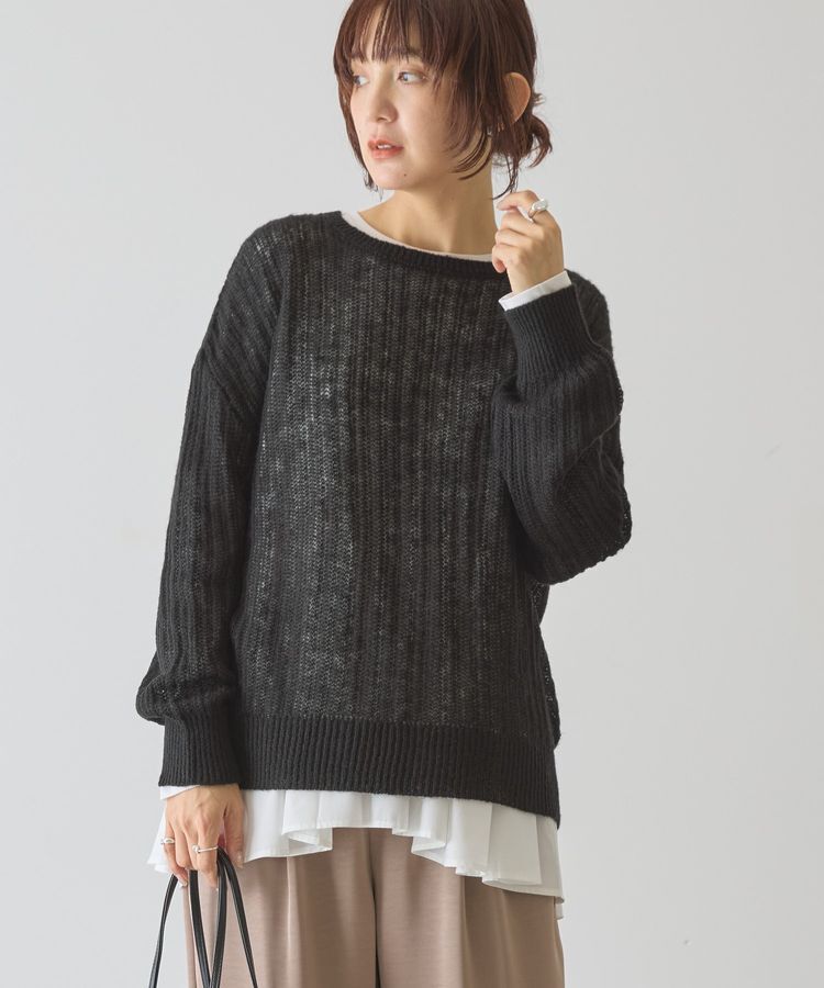 AMERICAN HOLIC「モヘアタッチルーズ編みプルオーバー」|ニット・セーター|Black