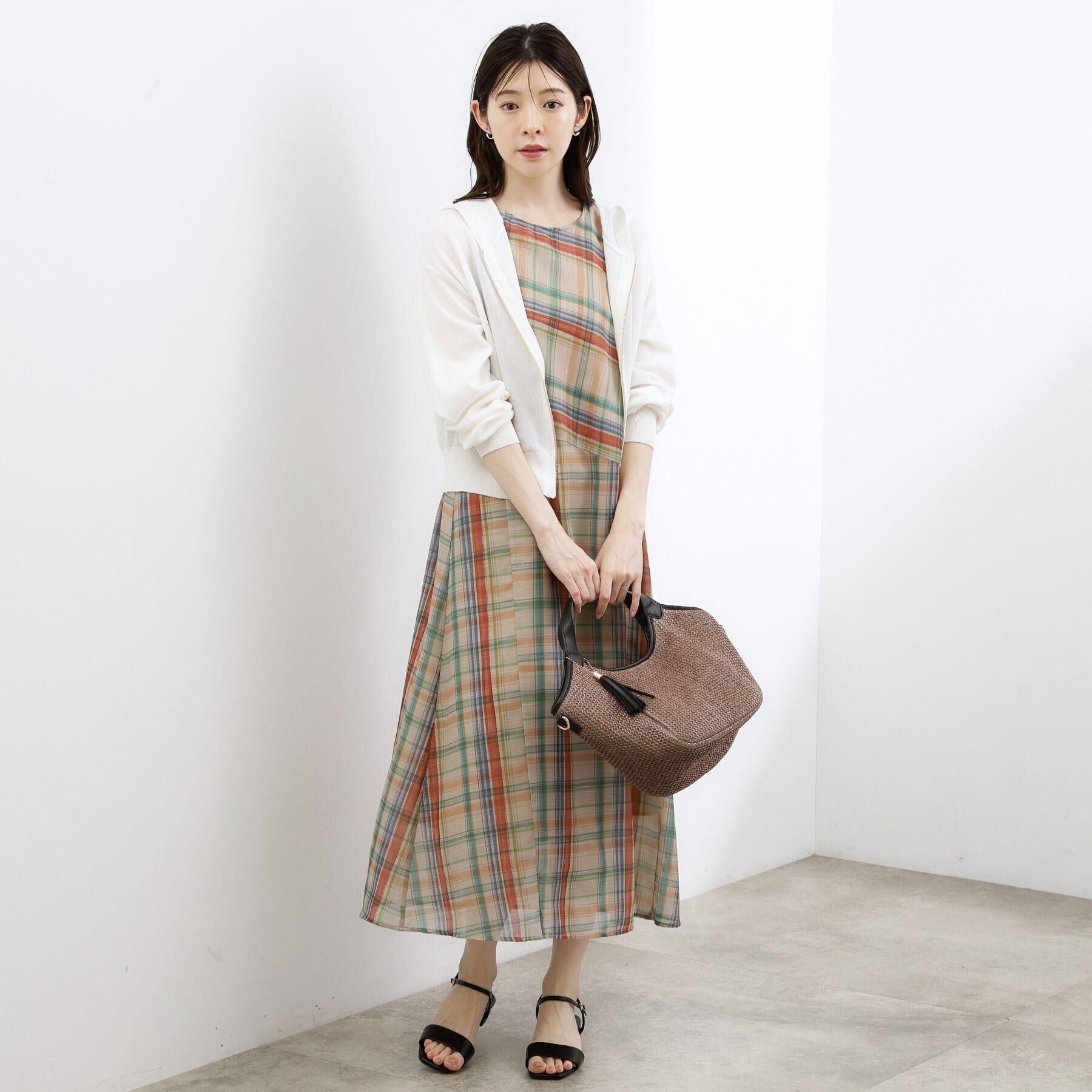 grove「【洗える・体型カバー】アートチェックワンピース」|ワンピース|