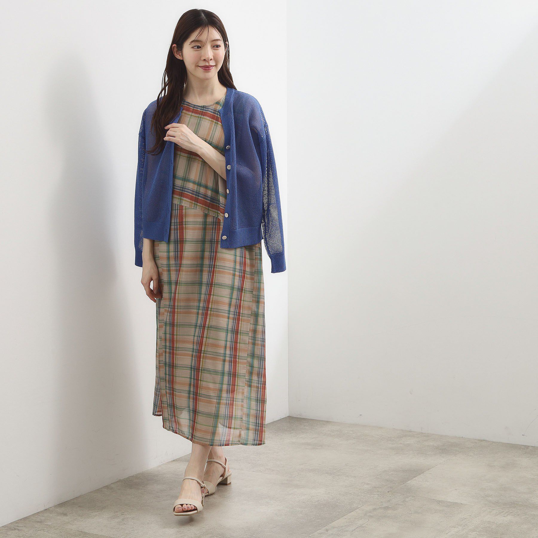 grove「【洗える・体型カバー】アートチェックワンピース」|ワンピース|