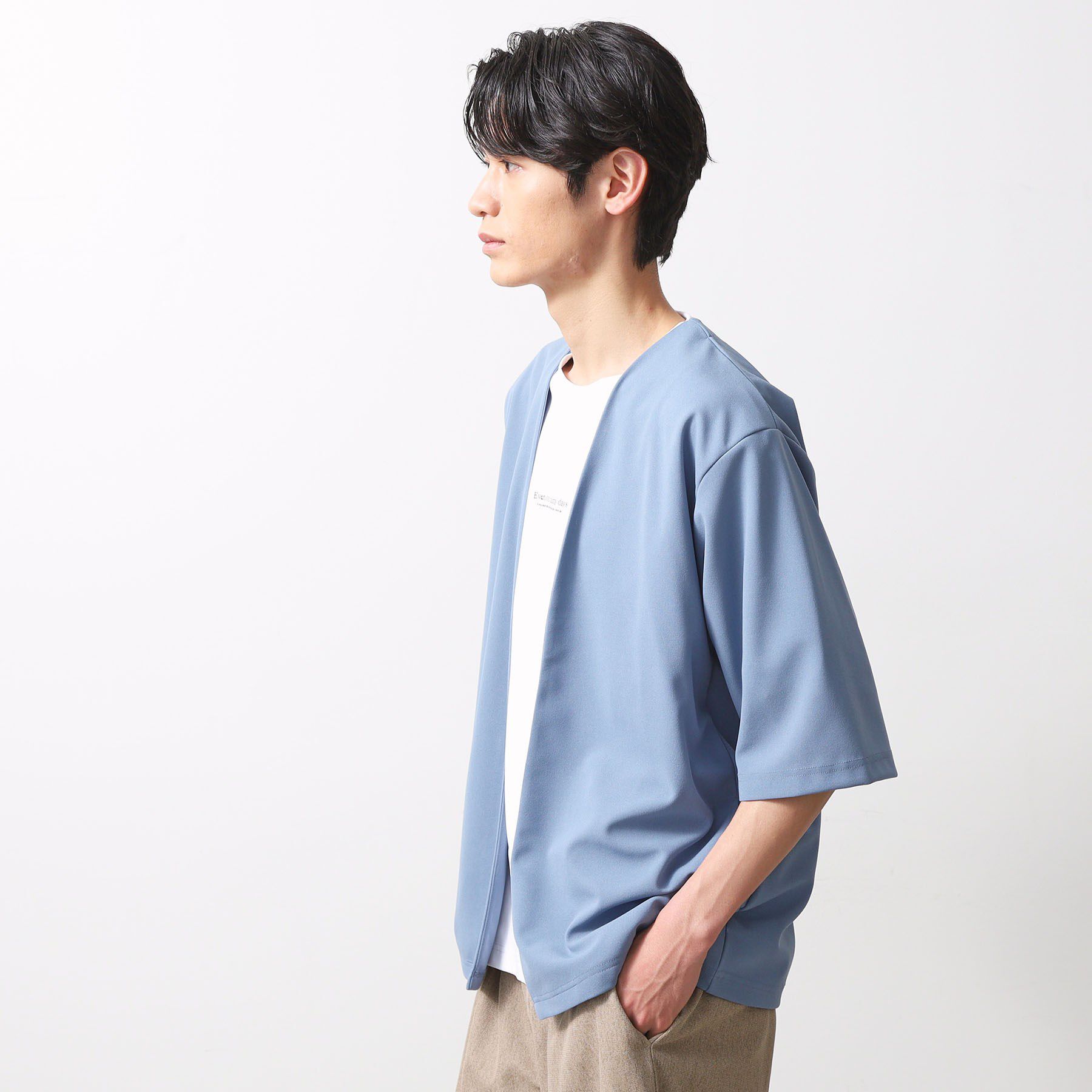 THE SHOP TK「五分袖カーディガン+半袖Tシャツセットアイテム 洗濯機OK」|カーディガン|