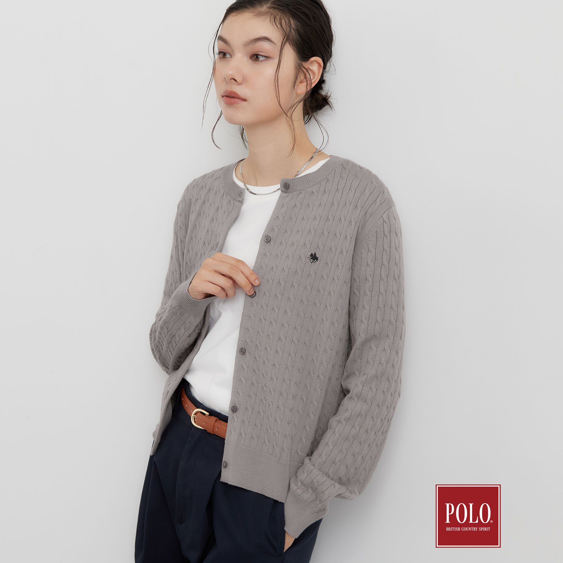 THE SHOP TK「POLO BCS/ケーブルクルーカーディガン」|カーディガン|