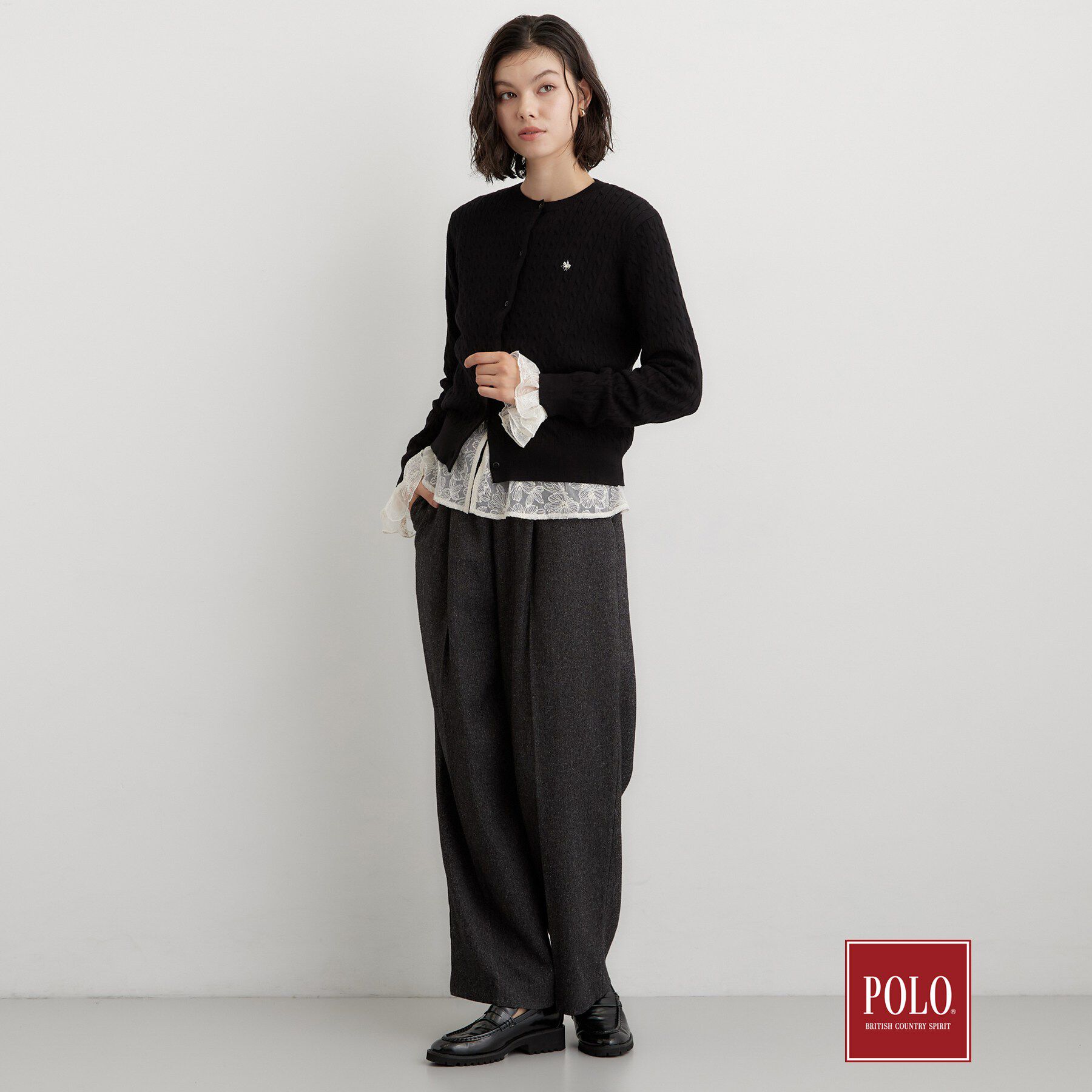 THE SHOP TK「POLO BCS/ケーブルクルーカーディガン」|カーディガン|