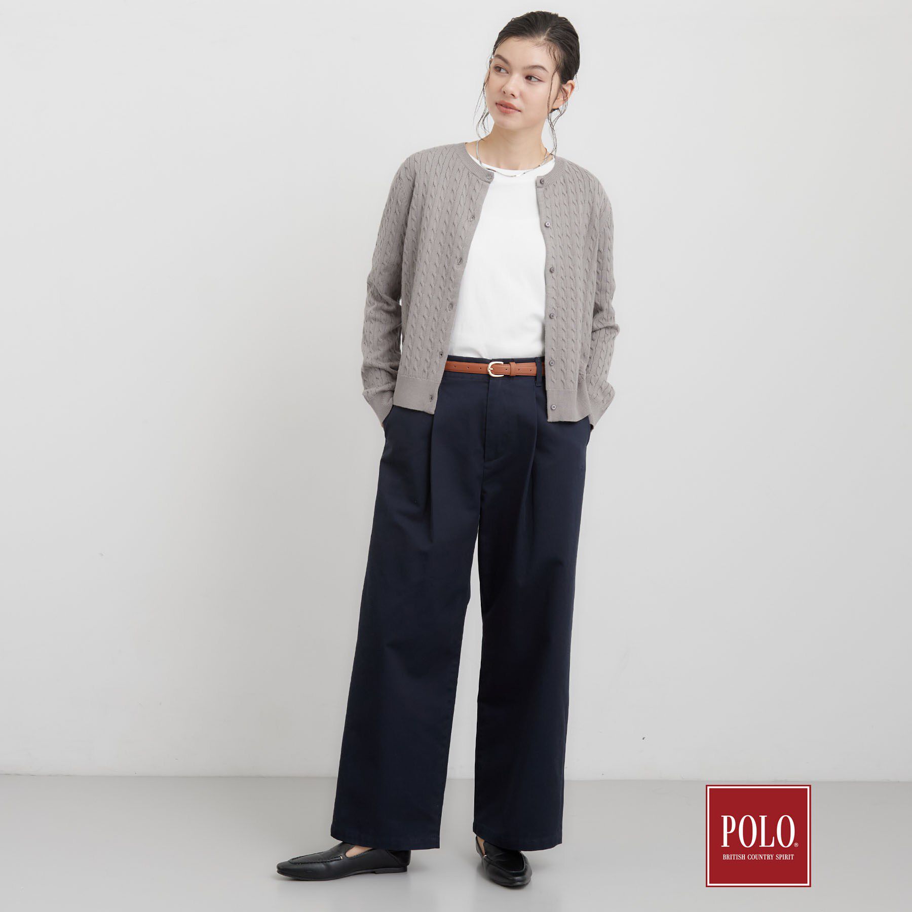THE SHOP TK「POLO BCS/ケーブルクルーカーディガン」|カーディガン|