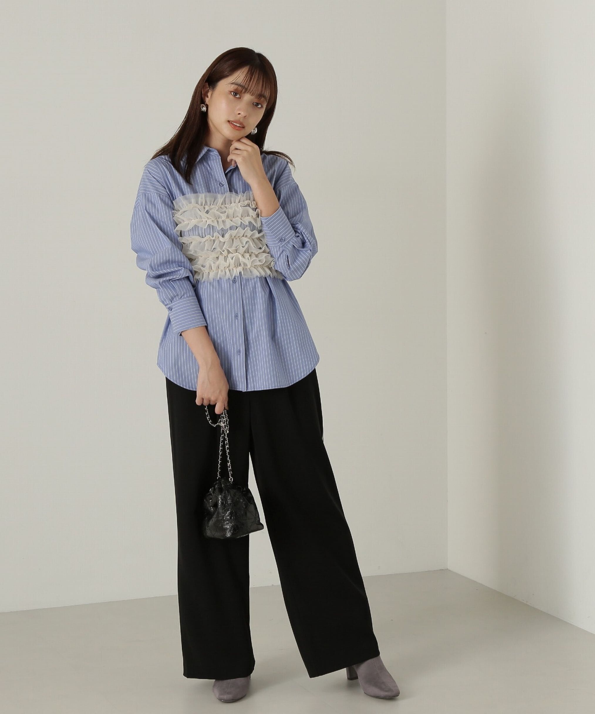 PROPORTION BODY DRESSING「チュールビスチェ付シャツ24AW」|シャツ・ブラウス|