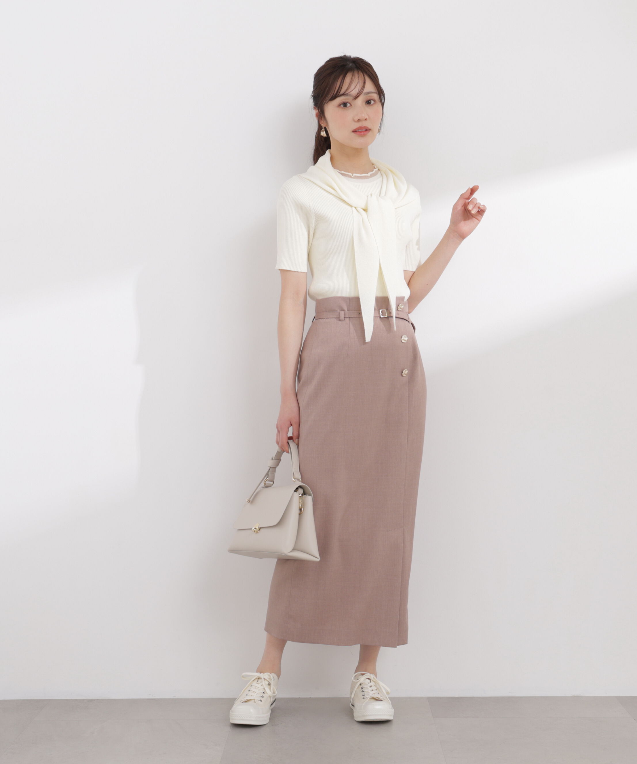 PROPORTION BODY DRESSING「フロントデザインIラインスカート 26SS」|スカート|モカ1