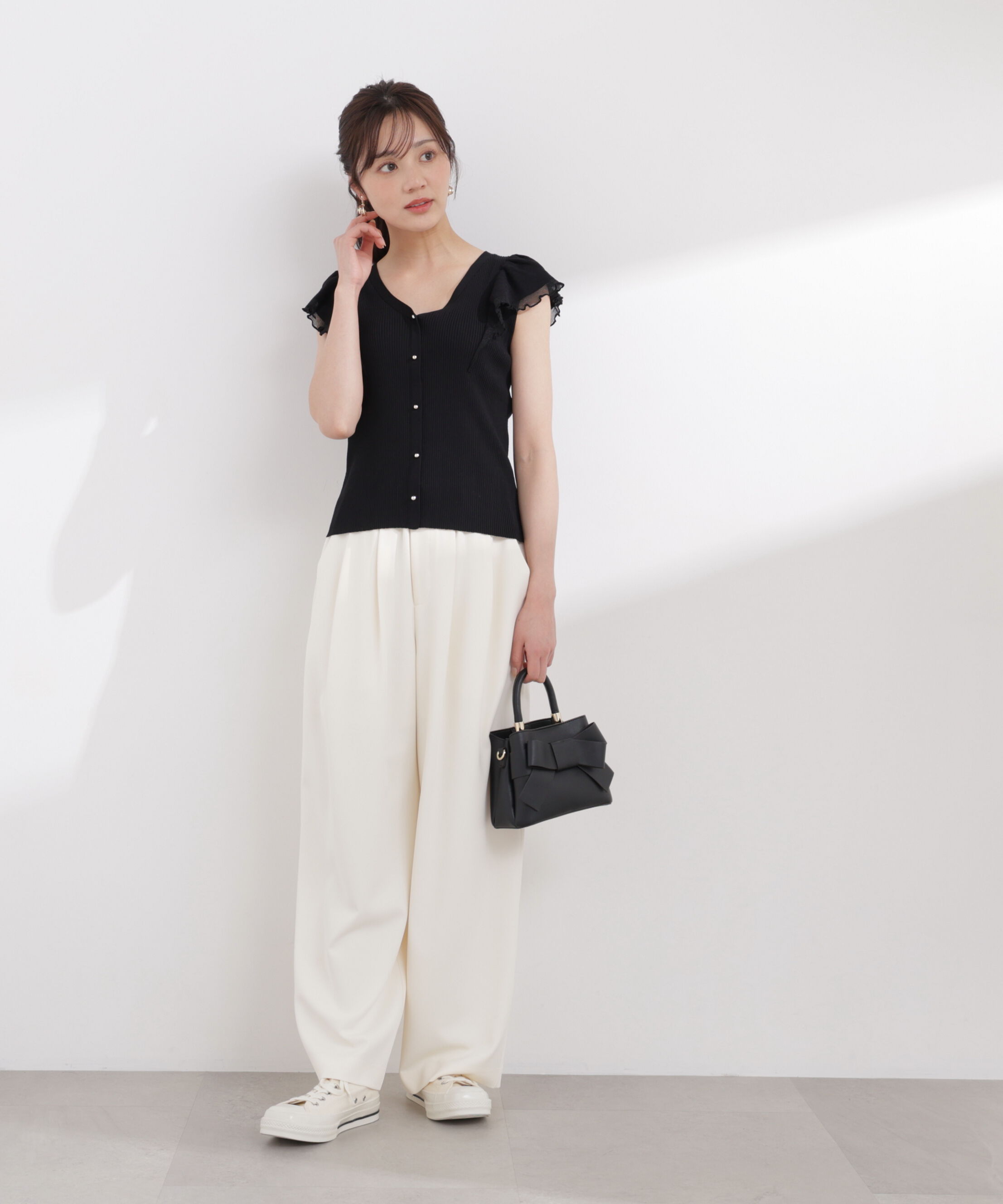 PROPORTION BODY DRESSING「部分シアーラッフルニット 26SS」|ニット・セーター|