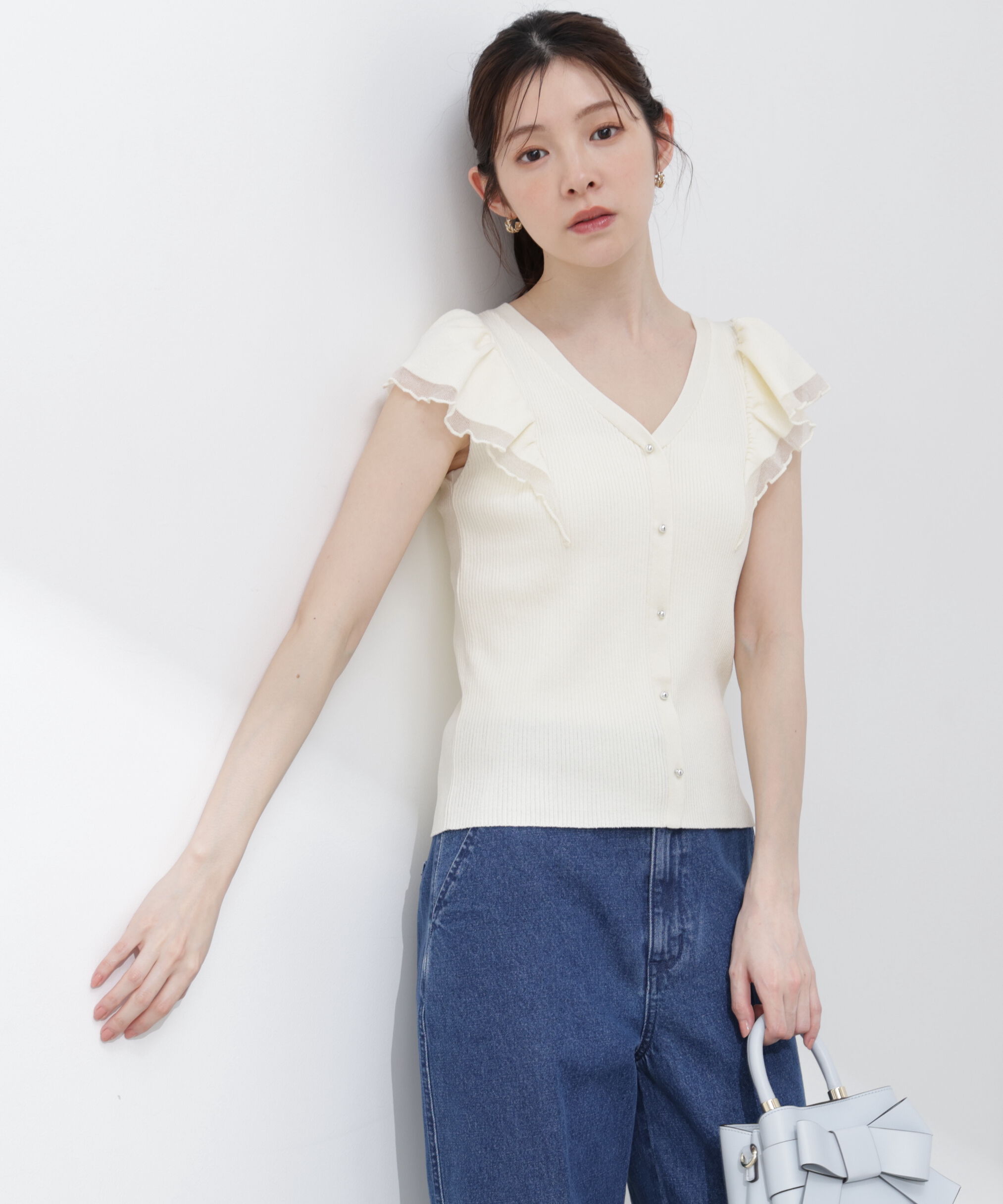 PROPORTION BODY DRESSING「部分シアーラッフルニット 26SS」|ニット・セーター|