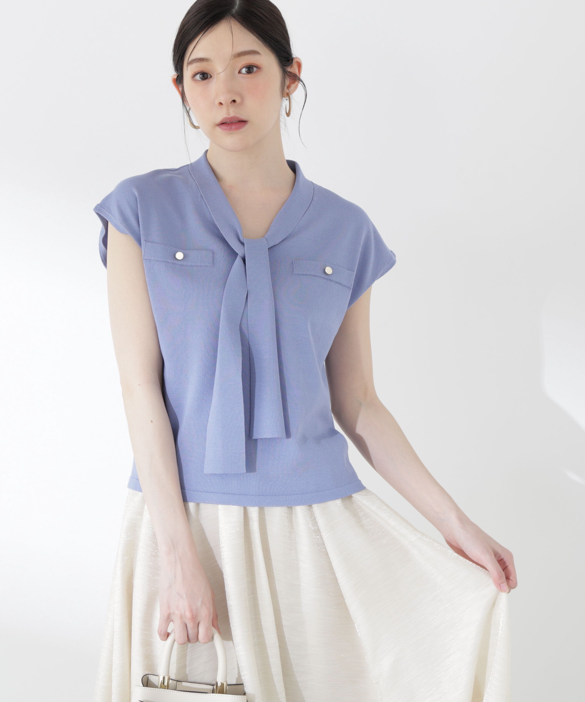 PROPORTION BODY DRESSING「＜中川紅葉さん着用＞Vネックタイ付きニット」|ニット・セーター|