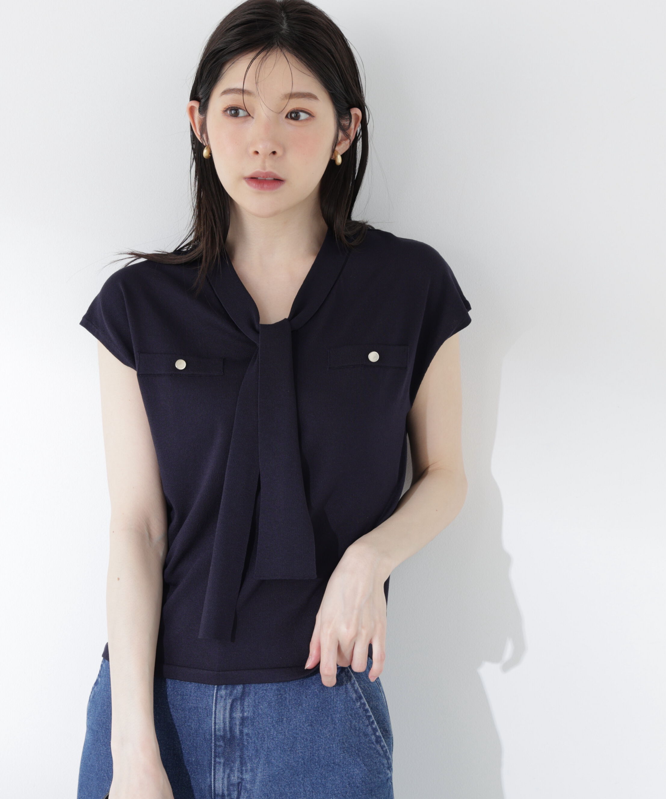 PROPORTION BODY DRESSING「＜中川紅葉さん着用＞Vネックタイ付きニット」|ニット・セーター|
