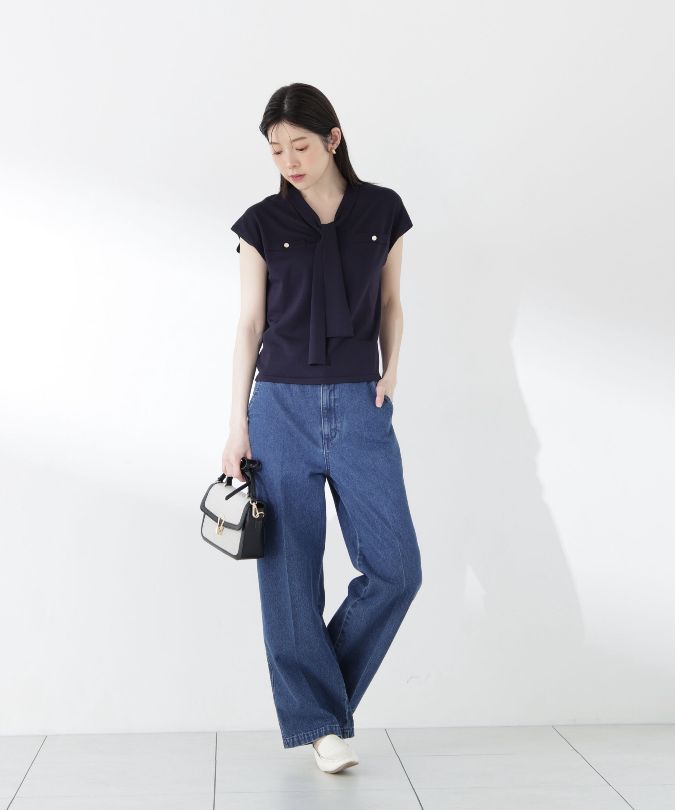 PROPORTION BODY DRESSING「＜中川紅葉さん着用＞Vネックタイ付きニット」|ニット・セーター|