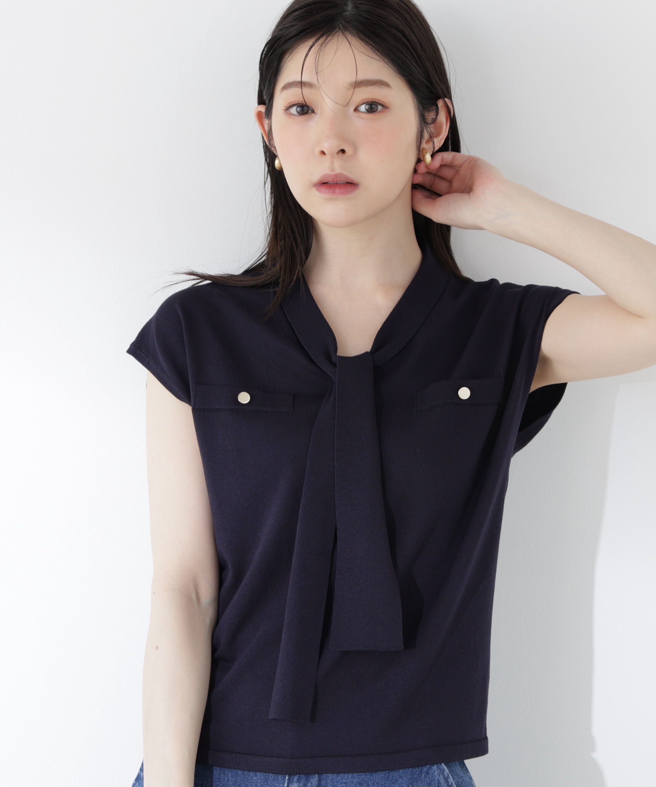 PROPORTION BODY DRESSING「＜中川紅葉さん着用＞Vネックタイ付きニット」|ニット・セーター|
