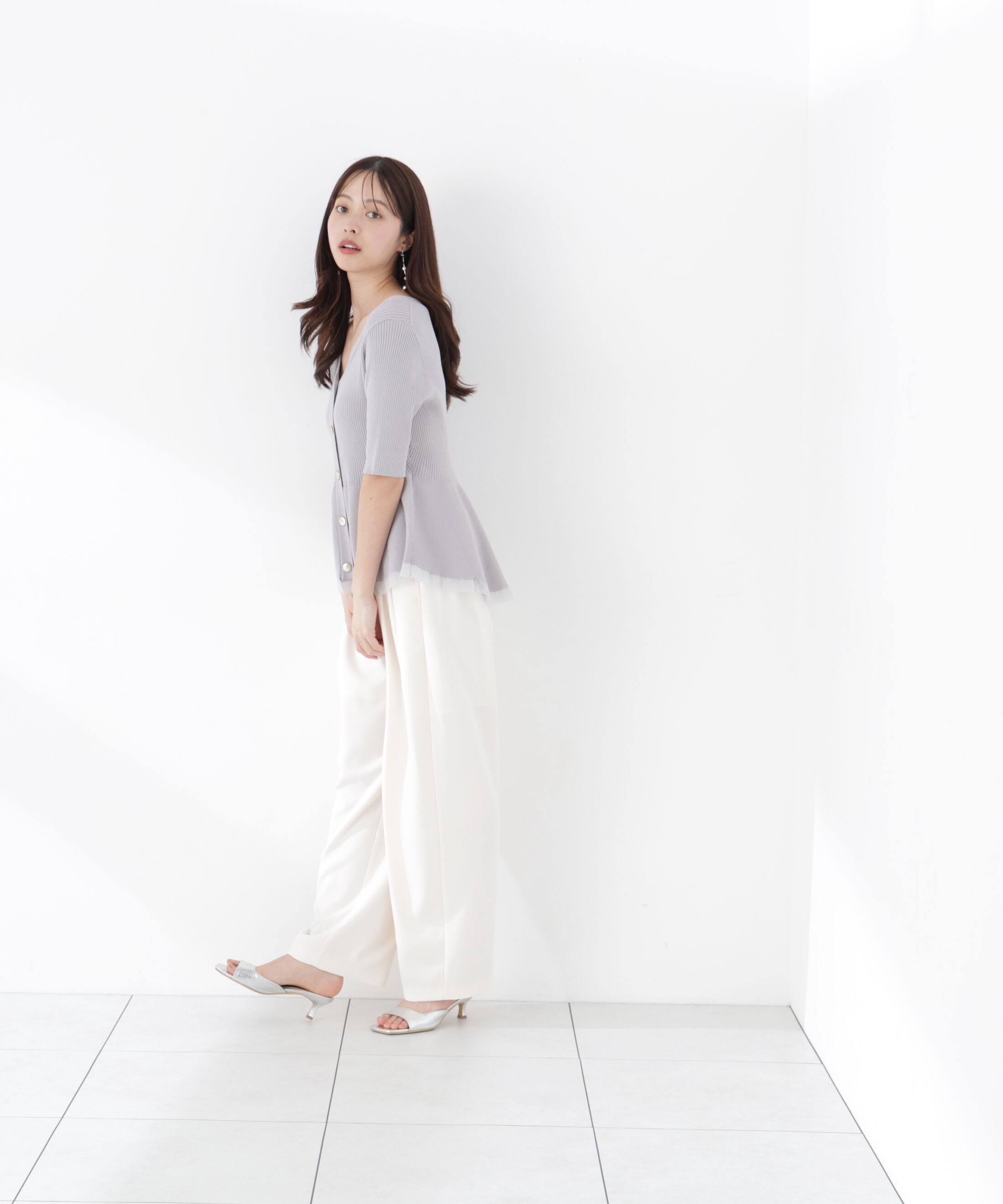 PROPORTION BODY DRESSING「＜一部追加生産予約＞部分シアーペプラムニット」|ニット・セーター|
