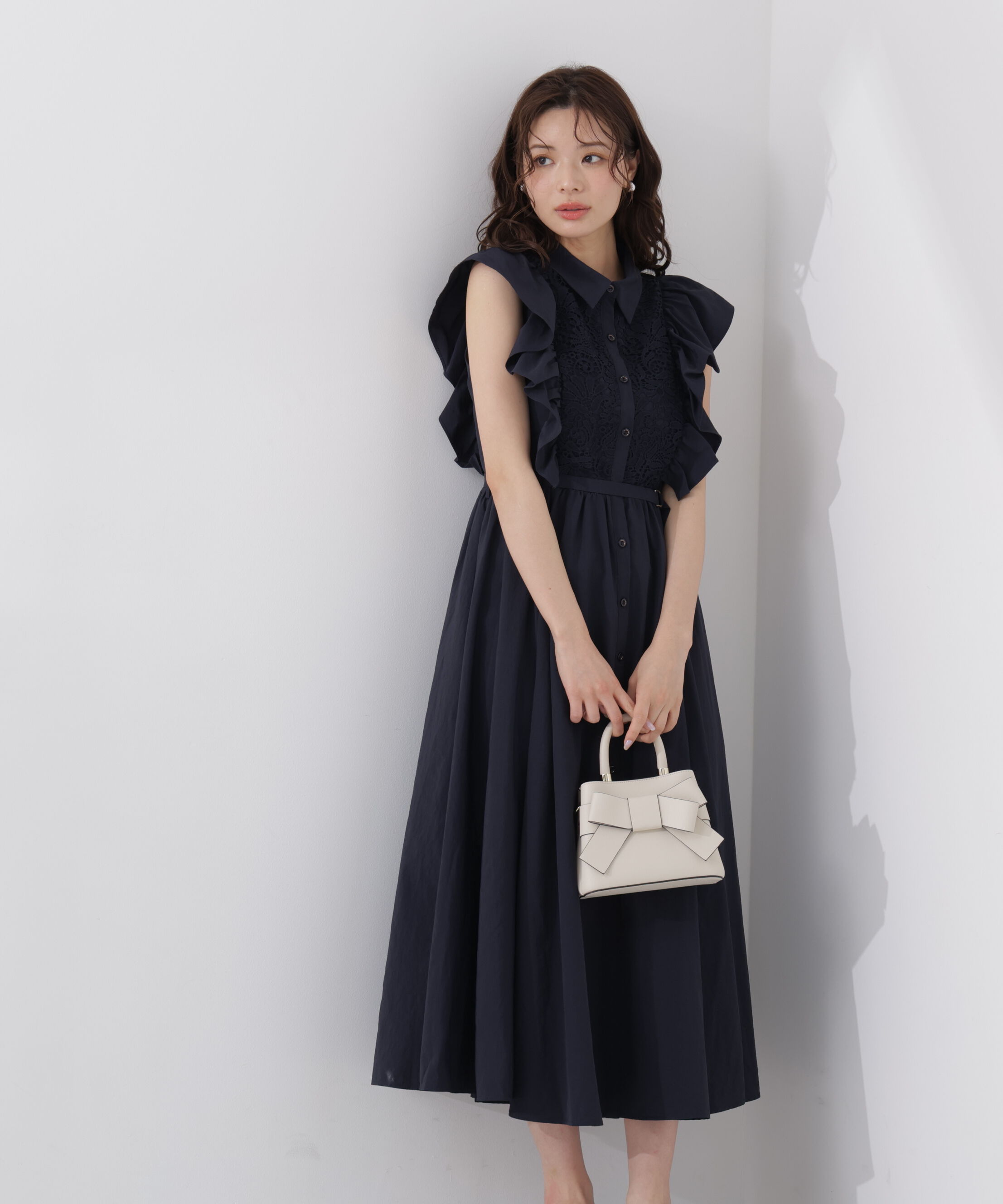 PROPORTION BODY DRESSING「＜中川紅葉さん着用＞フロントレースシャツワンピース」|ワンピース|
