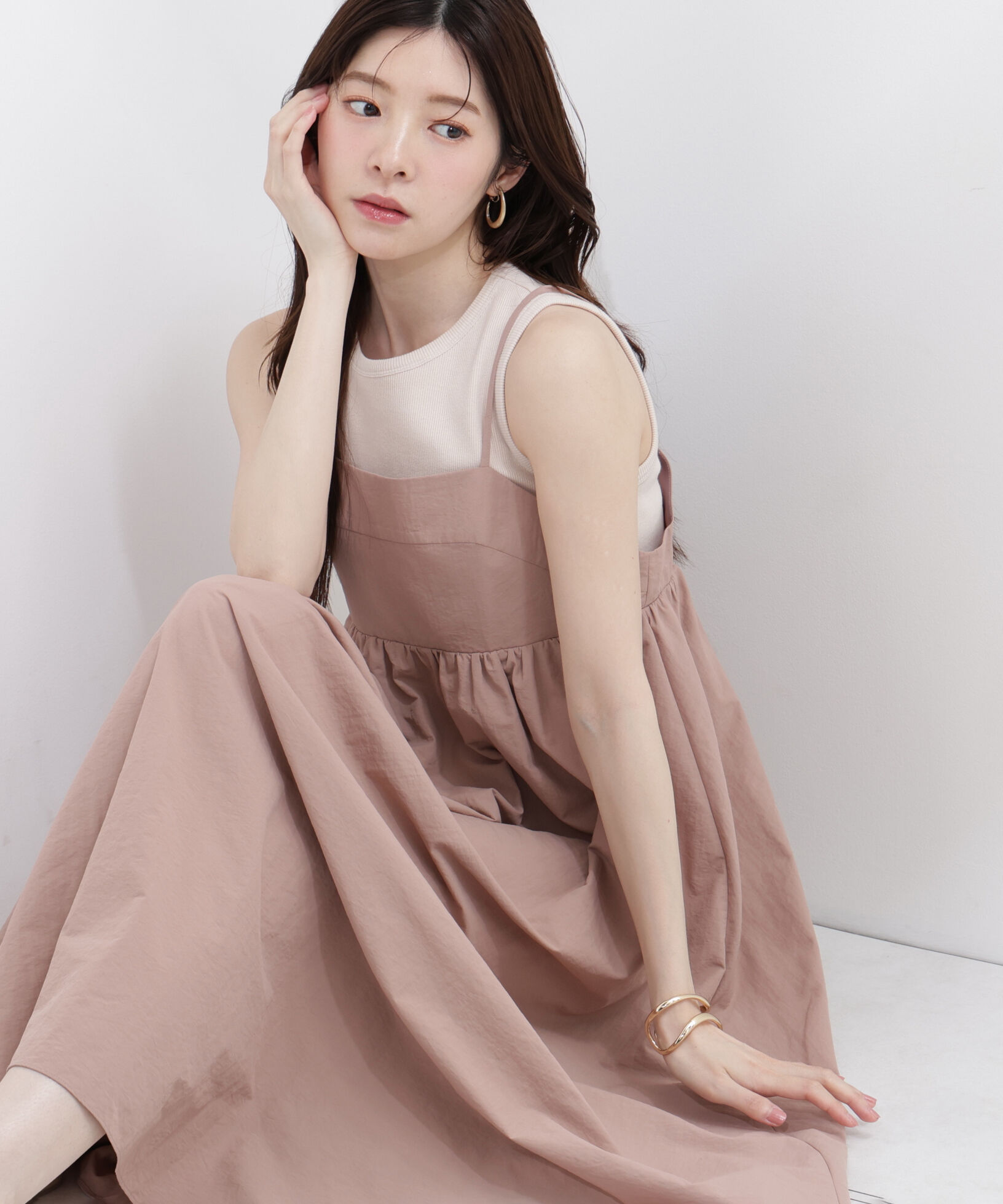 PROPORTION BODY DRESSING「カットドッキングキャミワンピース」|ワンピース|ピンク&times;グレー