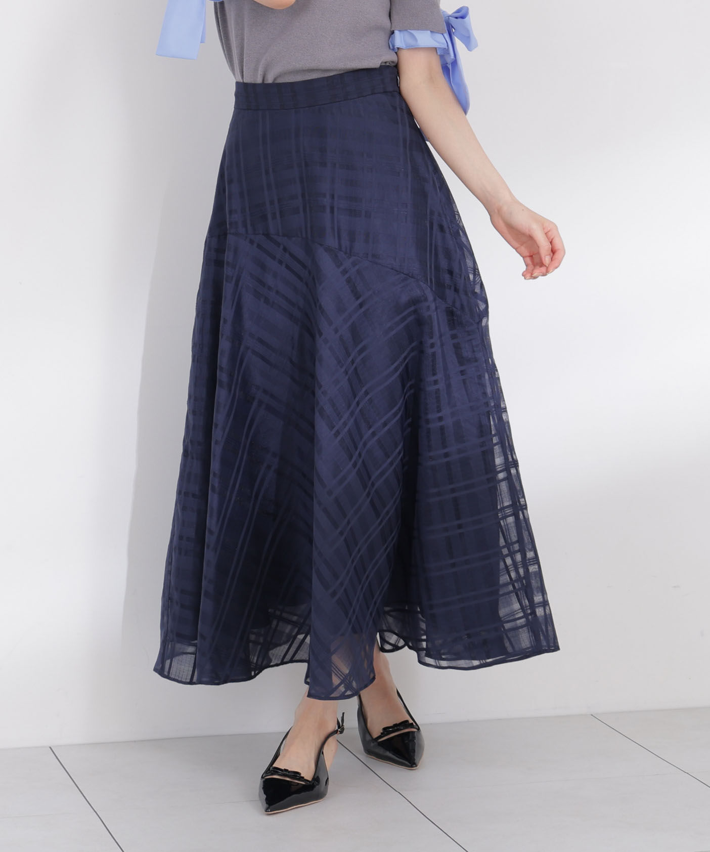 PROPORTION BODY DRESSING「シアーチェックスカート」|スカート|ネイビー
