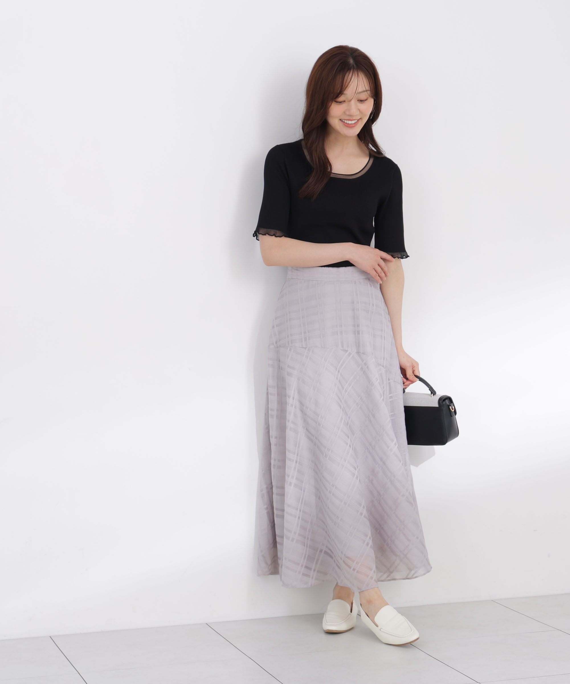 PROPORTION BODY DRESSING「半袖部分シアーリブニット」|ニット・セーター|