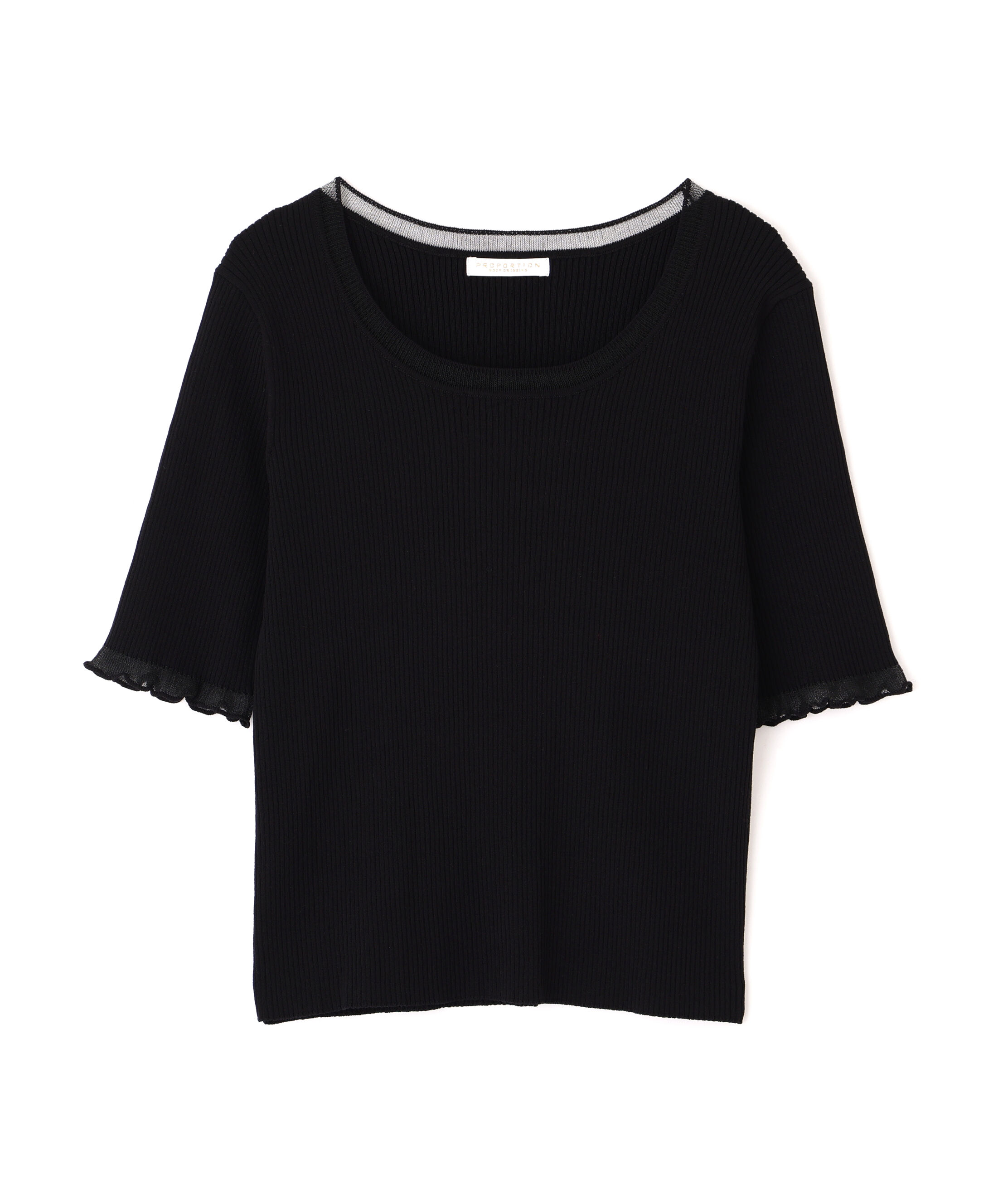 PROPORTION BODY DRESSING「半袖部分シアーリブニット」|ニット・セーター|
