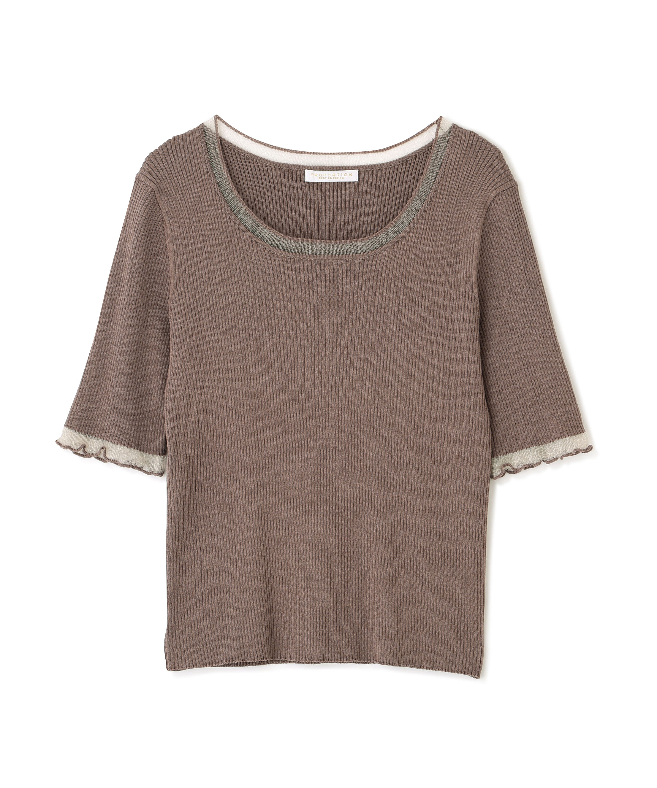 PROPORTION BODY DRESSING「半袖部分シアーリブニット」|ニット・セーター|