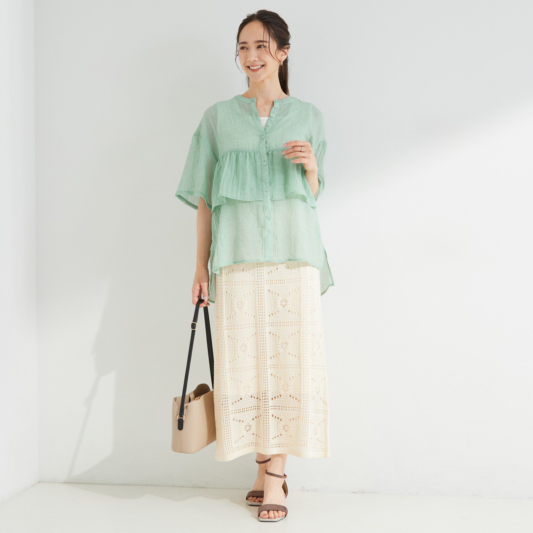 SHOO･LA･RUE「フロントフリル シアーワッシャーブラウス」|シャツ・ブラウス|