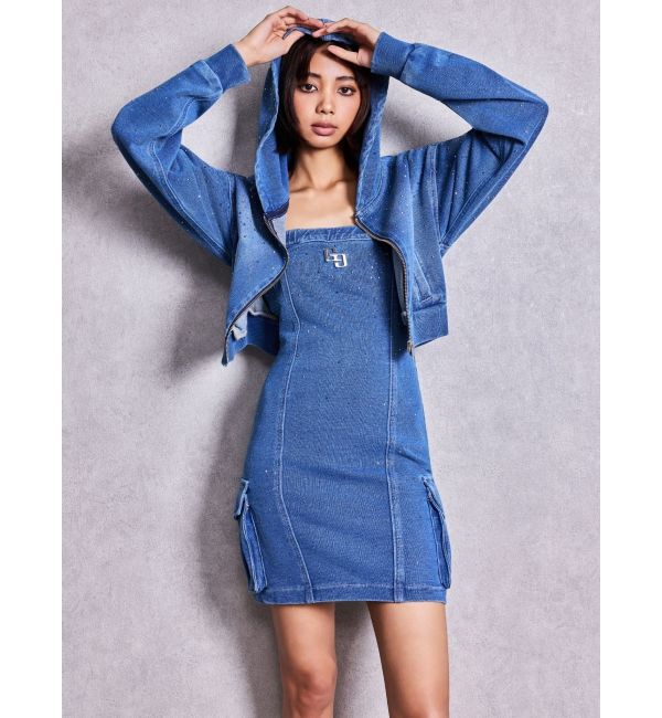 GYDA「gradation bijouカットデニムパーカー」|パーカー|