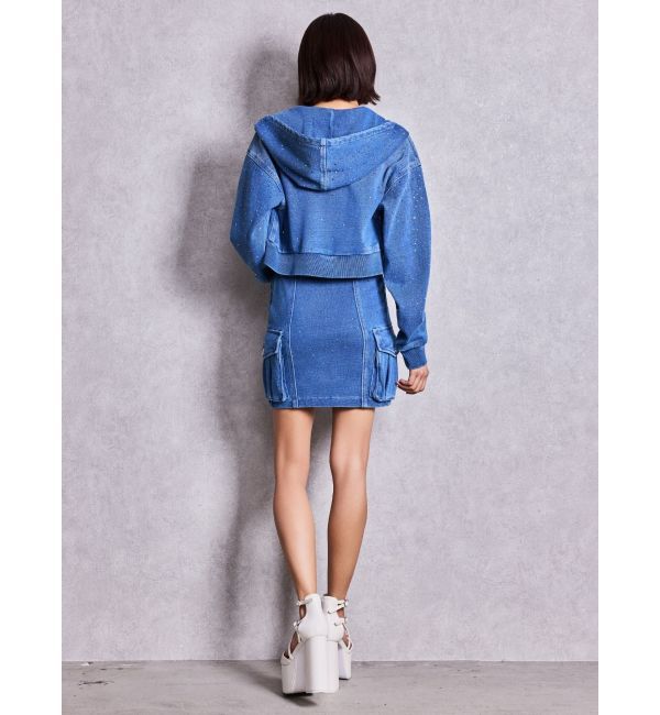 GYDA「gradation bijouカットデニムパーカー」|パーカー|