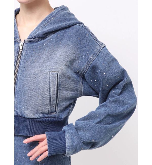 GYDA「gradation bijouカットデニムパーカー」|パーカー|